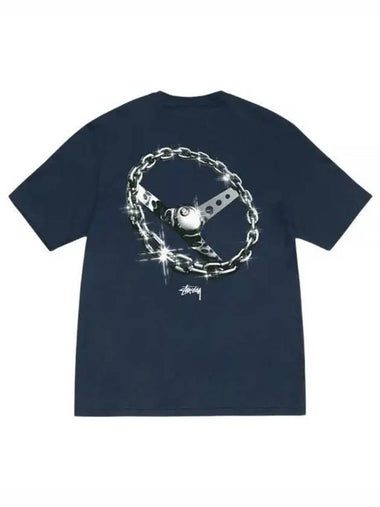 Chain Link Short Sleeve T-Shirt Navy - STUSSY - BALAAN 1