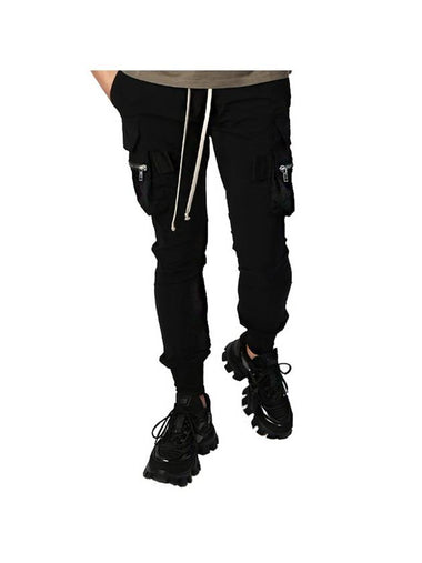 Drawstring Zipper Pocket Cargo Jogger Pants Black - RICK OWENS - BALAAN 1