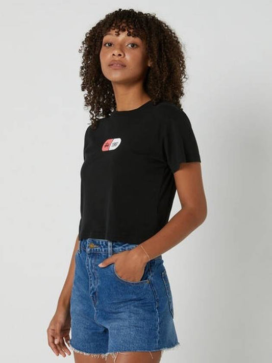 AU Australia Capsule Ribbed Slim Fit Crop T Shirt ST123S3000 Black WOMENS - STUSSY - BALAAN 2