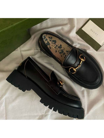 Lug Sole Horsebit Low Heel Loafers Black - GUCCI - BALAAN 2