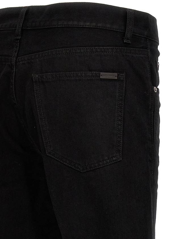 Denim Cotton Straight Jeans Black - SAINT LAURENT - BALAAN 5