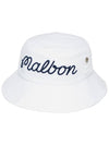 Big Script Tea Holder Bucket Hat WHITE - MALBON GOLF - BALAAN 1