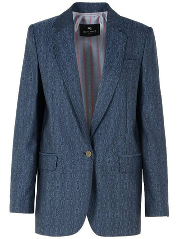 Etro Blue Wool Blazer - ETRO - BALAAN 1