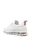 Vitello Calf Leather Clear Sole Tech Runner Sneakers White - THOM BROWNE - BALAAN 4