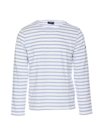 Minquiers Modern Stripe Long Sleeve T-Shirt White Blue - SAINT JAMES - BALAAN 1