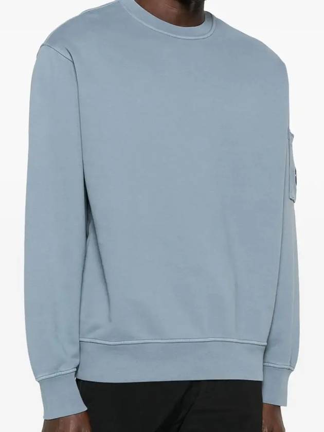 Brushed and Emerized Diagonal Fleece Lens Sweatshirt Blue - CP COMPANY - BALAAN 4