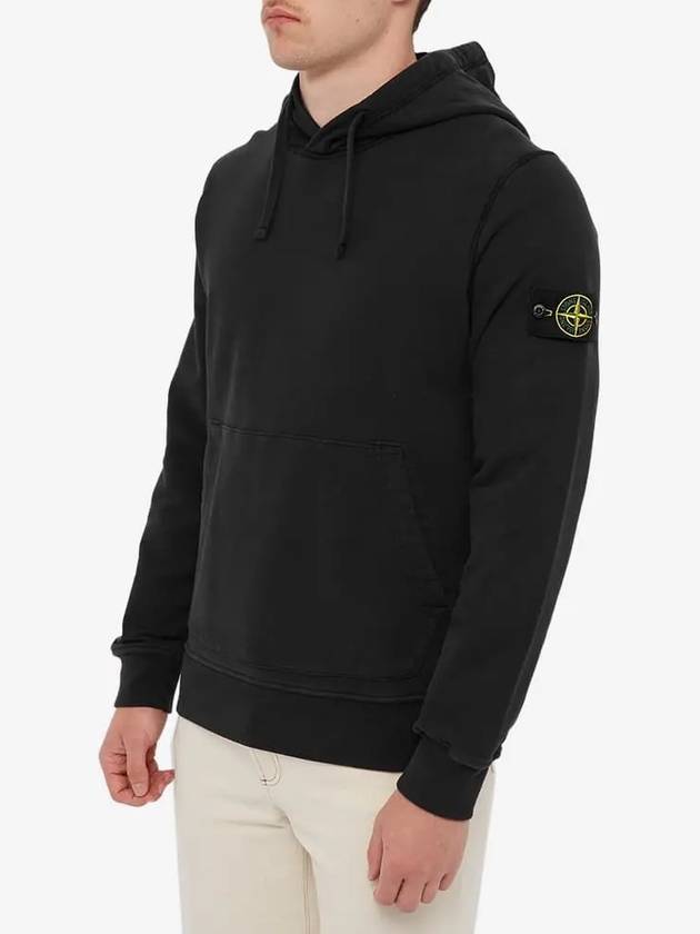 Wappen Patch Cotton Fleece Hoodie Black - STONE ISLAND - BALAAN 4