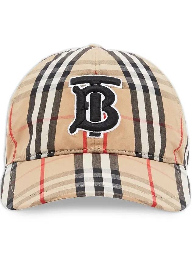 TB Logo Monogram Motif Vintage Check Ball Cap Beige - BURBERRY - BALAAN.