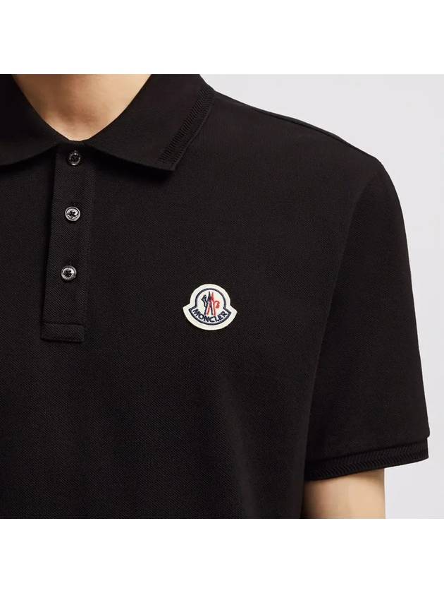 Logo Patch Short Sleeve Polo Shirt Black - MONCLER - BALAAN 7