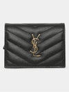 Monogram Caviar Leather Flap Card Wallet Black - SAINT LAURENT - BALAAN 4