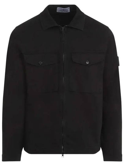 Organic Stretch Cotton Satin Long Sleeve Shirt Black - STONE ISLAND - BALAAN 2