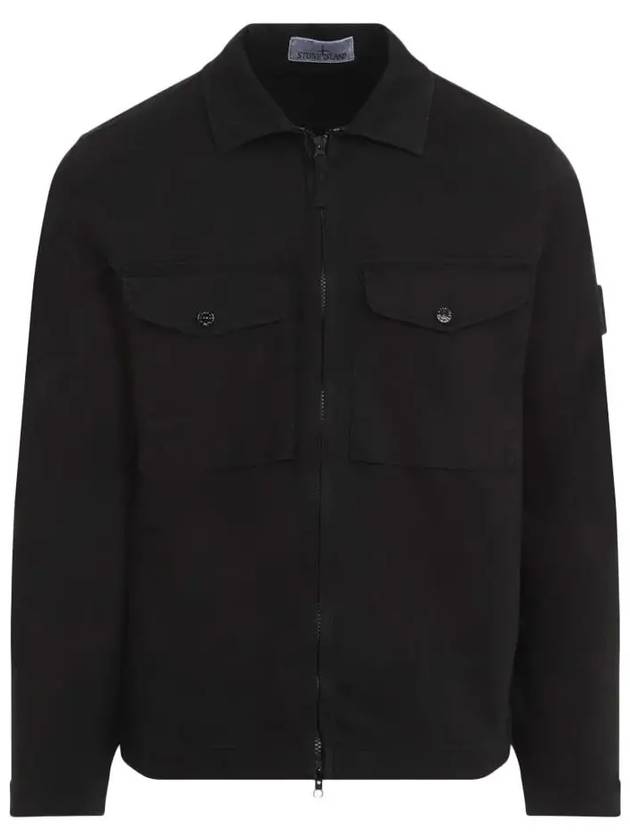 Organic Stretch Cotton Satin Long Sleeve Shirt Black - STONE ISLAND - BALAAN 3