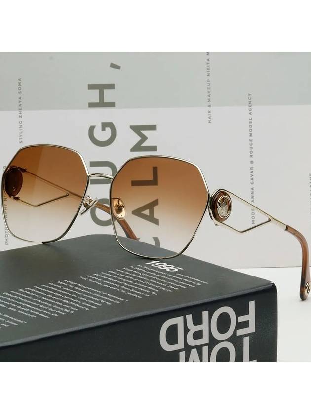 Sunglasses LNV129SLB 746 square metal frame dark orange gold logo decoration - LANVIN - BALAAN 2