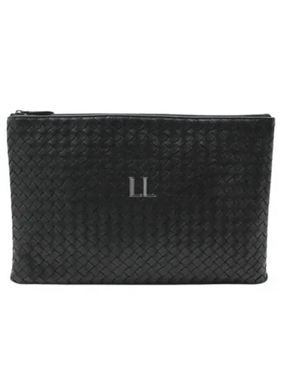 Intrecciato Medium Leather Clutch Black - BOTTEGA VENETA - BALAAN 2