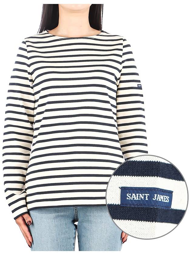 Women's Meridame II Striped Long Sleeve T-Shirt Ecru Marine - SAINT JAMES - BALAAN 2