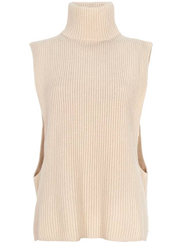 Beige Sabia Wool Cashmere Turtleneck Knit Vest SABBIA 002 00342 - MAX MARA - BALAAN 1