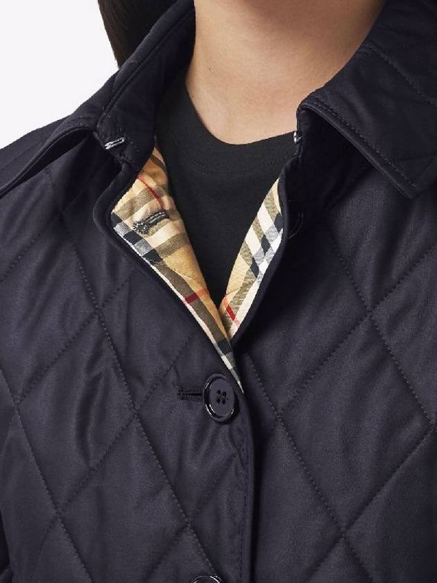 Women's Diamond Quilted Thermoregulated Check Jacket Midnight - BURBERRY - BALAAN 6