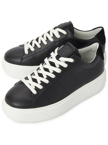 Street Platform Leather Low Top Sneakers Black - ECCO - BALAAN 1