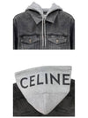 Logo Hoodie Trucker Denim Jacket Charcoal Wash - CELINE - BALAAN 6