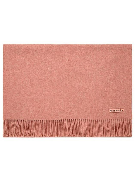 Logo Wool Fringe Scarf Rose Melange - ACNE STUDIOS - BALAAN 2