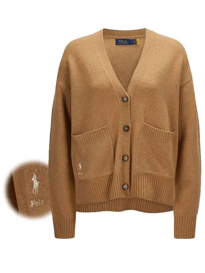 Embroidery Logo Wool Cardigan Camel - POLO RALPH LAUREN - BALAAN 2