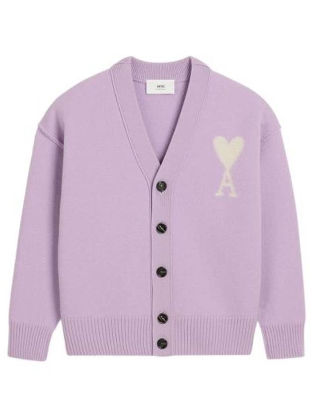 De Coeur V-Neck Cardigan Lilac - AMI - BALAAN 1