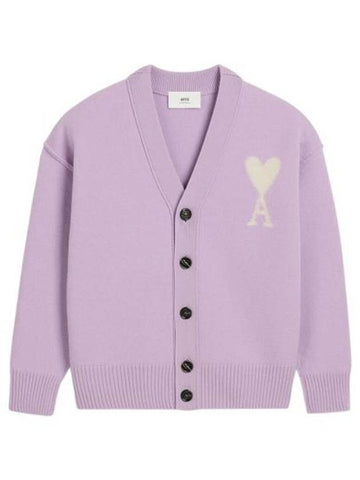 De Coeur V-Neck Cardigan Lilac - AMI - BALAAN 1