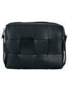 Cassette Intrecciato Leather Cross Bag Inkwell - BOTTEGA VENETA - BALAAN 6