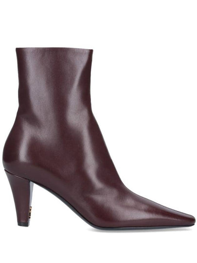 Jill Leather Ankle Boots Marron Glace - SAINT LAURENT - BALAAN 2