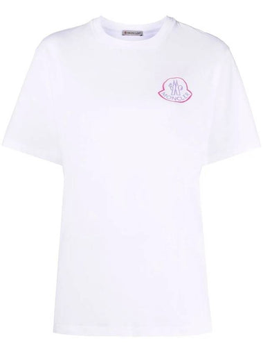 Women's Graphic Logo Printing Short Sleeve T-Shirt White - MONCLER - BALAAN 1