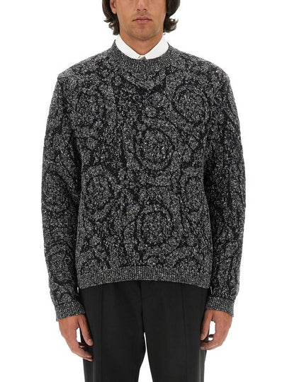 Jacquard Long Sleeve Knit Top Grey - VERSACE - BALAAN 2