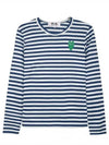 Men's Striped Logo Long Sleeve T-Shirt Blue - COMME DES GARCONS - BALAAN 2