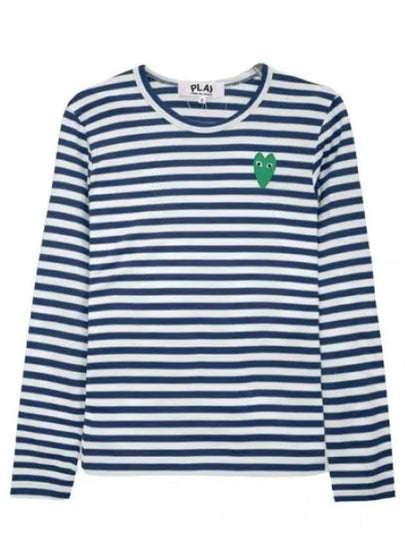 Men's Striped Logo Long Sleeve T-Shirt Blue - COMME DES GARCONS - BALAAN 2