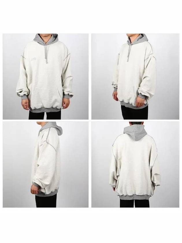 Insert Out Embroided Logo Cotton Blend Hoodie Grey - VETEMENTS - BALAAN 3