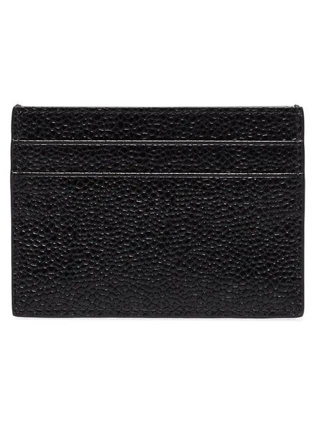 Stripe Note Compartment Pebble Grain Leather Card Wallet Black - THOM BROWNE - BALAAN 4