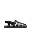 Crisscross Bands Brushed Leather Sandals Black - PRADA - BALAAN 2