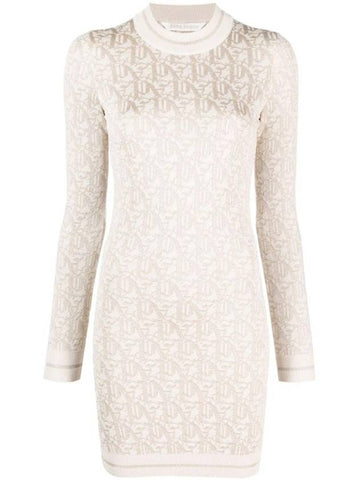 Monogram Jacquard Mini Dress PWHI048R24KNI0010361 - PALM ANGELS - BALAAN 1