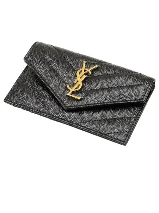 Cassandre Matelasse Fragment Emboss Leather Flap Card Wallet Black - SAINT LAURENT - BALAAN 5