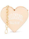 Funny Heart Leather Zipped Coin Purse Butter Cream - GANNI - BALAAN 1