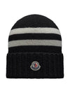 Logo Patch Cashmere Blend Beanie White Black - MONCLER - BALAAN 1