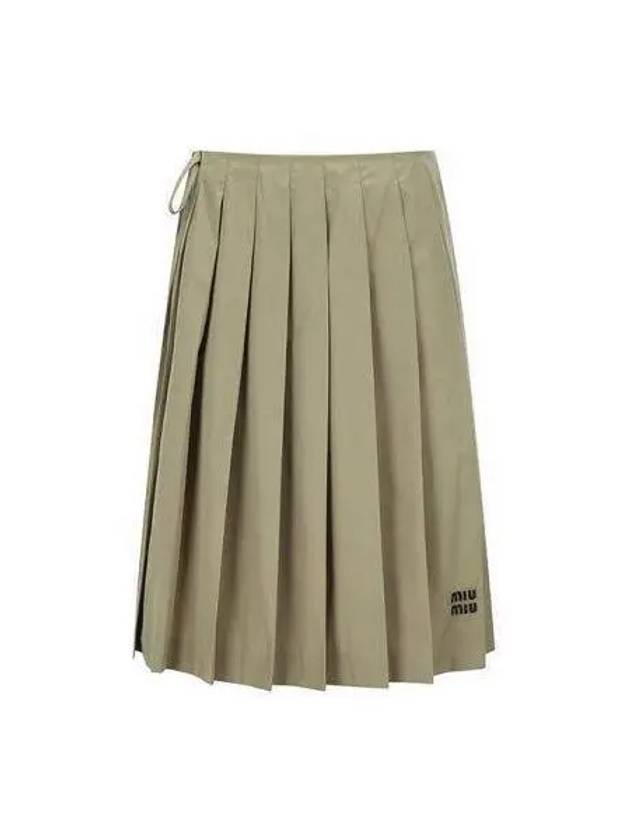 Pleated cotton medium skirt light brown MG1990 10RG - MIU MIU - BALAAN 1