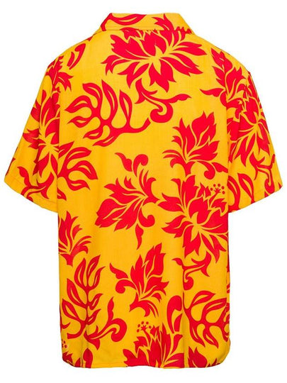 Orange Bowling Shirt With Tropical Flowers Print In Viscose - ERL - BALAAN 2