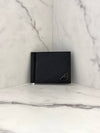 Saffiano Leather Triangle Logo Half Wallet Black - PRADA - BALAAN 7