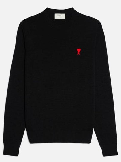 Heart Logo Patch Knit Top Black - AMI - BALAAN 2