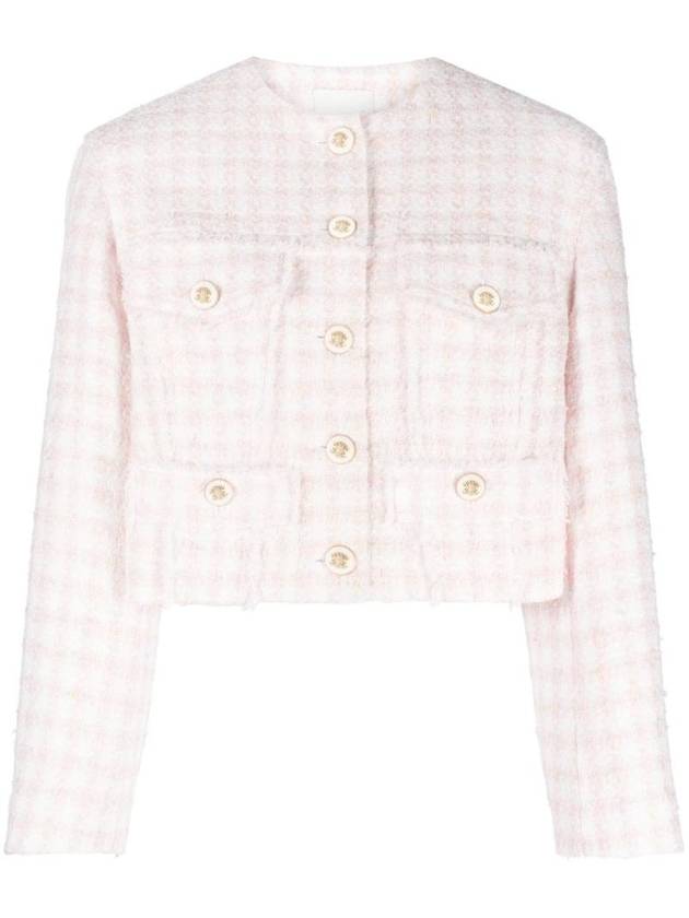 Button Up Tweed Crop Jacket Pink - SANDRO - BALAAN 1