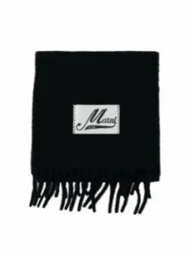 Logo Patch Knit Alpaca Muffler Black - MARNI - BALAAN 2