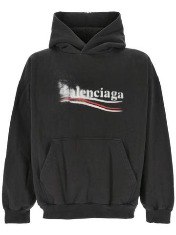 Political Stencil Medium Fit Hoodie Black - BALENCIAGA - BALAAN 1