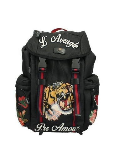 Tiger Canvas Backpack Black - GUCCI - BALAAN 1