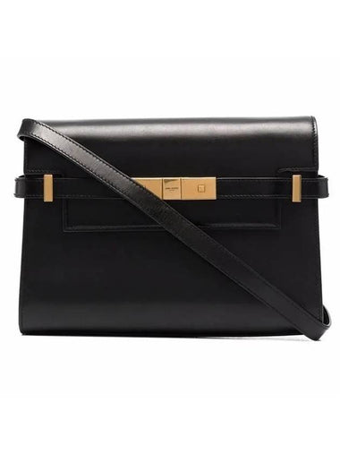 Manhattan Small Shoulder Bag Leather Black - SAINT LAURENT - BALAAN 1