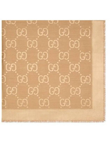 GG Jacquard Silk Wool Scarf Beige - GUCCI - BALAAN 1